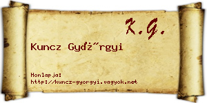Kuncz Györgyi névjegykártya